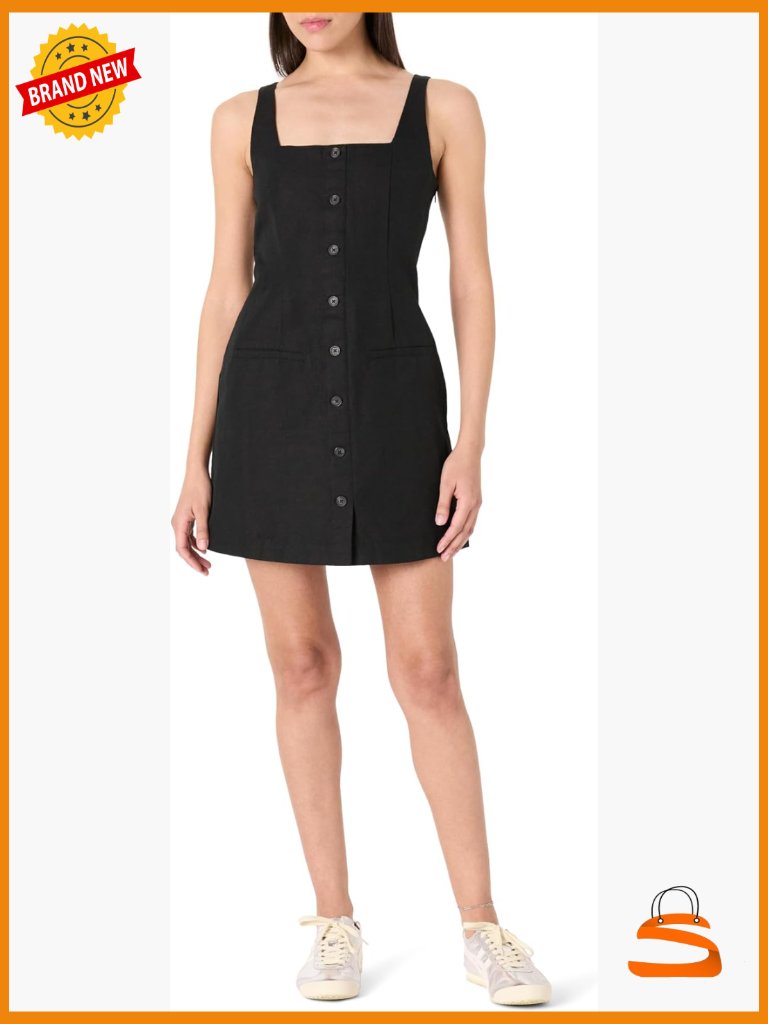 Linen Button Down Mini Dress Regular Fit Sleeveless